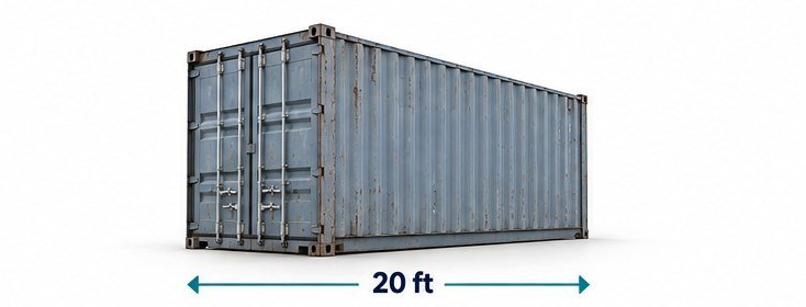 20-foot storage unit, 20 ft long