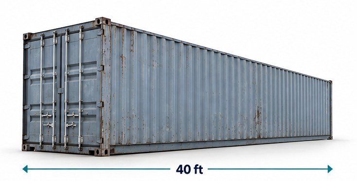 40-foot storage unit, 40 ft long